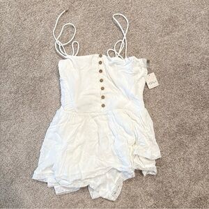 Free People White Button-Front Romper